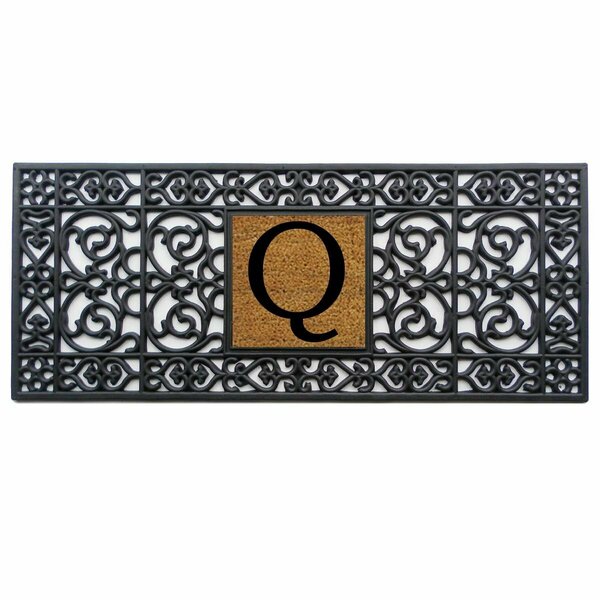 Configuracion 17 x 41 in. Rubber Monogram Rectangular Doormat Black - Letter Q CO3369419